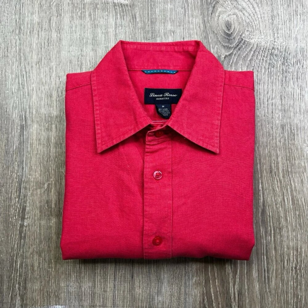 Linea Rossa Signature Series Shirt Men’s Size M Medium Red Linen Blend